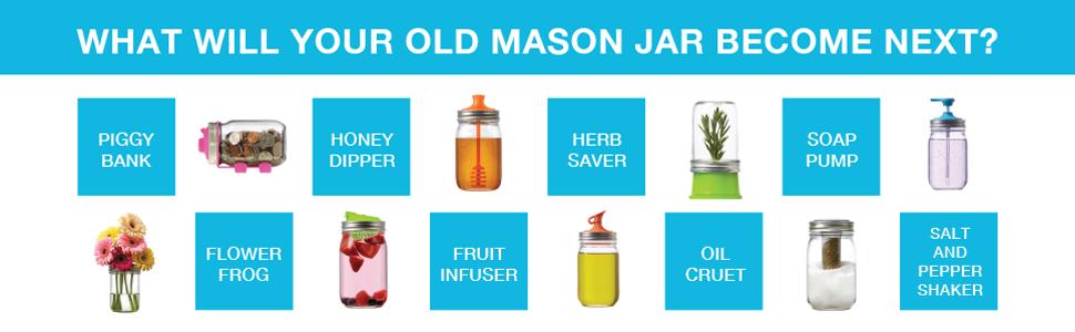 Jarware Mason Jar Cocktail Shaker Lid For Wide Mouth Mason Jar, Stainless Steel
