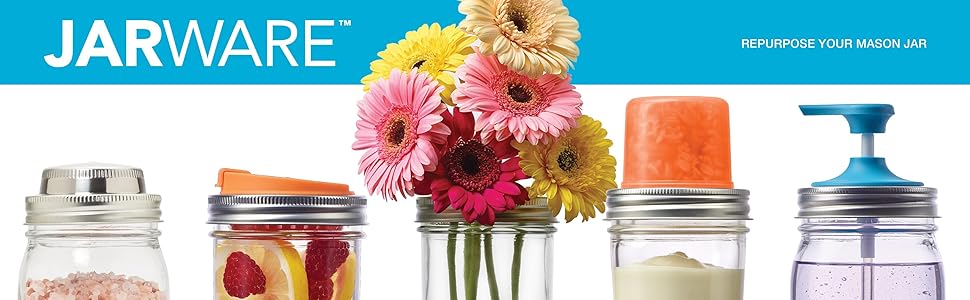 Jarware Mason Jar Cocktail Shaker Lid For Wide Mouth Mason Jar, Stainless Steel