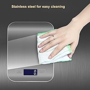Food Scale, Kitchen Scale, Weight Scale Grams and Ounces for Weight Loss, Baking, Cooking, Keto and Meal Prep, LCD Display, 304 Stainless Steel