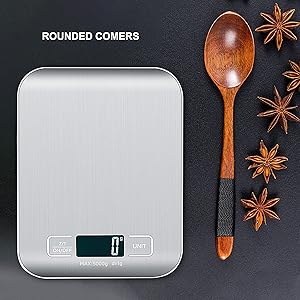 Food Scale, Kitchen Scale, Weight Scale Grams and Ounces for Weight Loss, Baking, Cooking, Keto and Meal Prep, LCD Display, 304 Stainless Steel