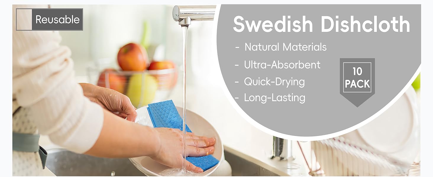 10 Packs Swedish Dishcloths for Kitchen, Reusable Paper Towels Compostable Swedish Dish Clothes for Kitchen and Household Use
