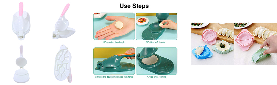 Dough Presser Dumpling Skin Maker with 3Pcs Dumpling Press Molds, Manual Press Chinese Dumplings Skin Tool Wrapper Presser for Making Chinese Dumplings Pie Ravioli Empanadas Sugar Pancakes