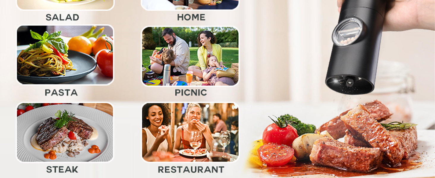 automatic pepper mill,USB rechargeable,Adjustable Coarseness,ceramic burr,refillable,Auto grinders with charging base LED light (With Plastic Charging base(2PCS))