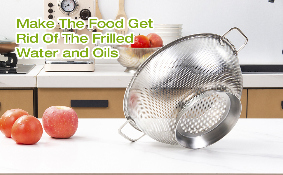 Colander Stainless Steel 3-Quart, Strainer for Kitchen Food, Dishwasher Safe