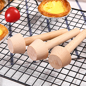 Wooden Tart Tamper Set, Double Side Pie Pastry Dough Tamper, Egg Tart Pan Mold DIY Cake Pastry Baking Tool for Mini Egg Tart, Cheesecakes, Pasta and Dessert Baking (3 Pieces)