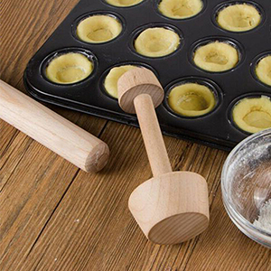 Wooden Tart Tamper Set, Double Side Pie Pastry Dough Tamper, Egg Tart Pan Mold DIY Cake Pastry Baking Tool for Mini Egg Tart, Cheesecakes, Pasta and Dessert Baking (3 Pieces)