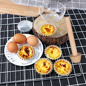 Wooden Tart Tamper Set, Double Side Pie Pastry Dough Tamper, Egg Tart Pan Mold DIY Cake Pastry Baking Tool for Mini Egg Tart, Cheesecakes, Pasta and Dessert Baking (3 Pieces)