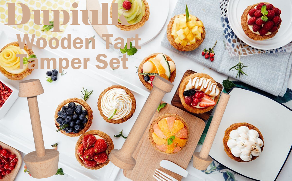 Wooden Tart Tamper Set, Double Side Pie Pastry Dough Tamper, Egg Tart Pan Mold DIY Cake Pastry Baking Tool for Mini Egg Tart, Cheesecakes, Pasta and Dessert Baking (3 Pieces)