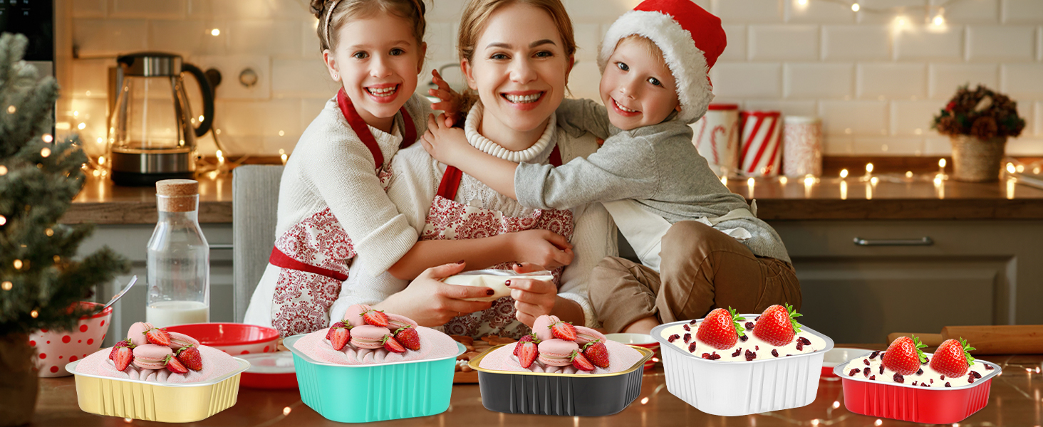 LNYZQUS 10oz Mini Cake Pans With Lids 40 Pack, Aluminum Foil Square Brownie Baking Cups,Disposable 4”x4” Large Cupcake Pan,Jumbo Muffin Tin Ramekins Holders-Pink