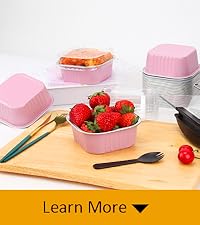 LNYZQUS 10oz Mini Cake Pans With Lids 40 Pack, Aluminum Foil Square Brownie Baking Cups,Disposable 4”x4” Large Cupcake Pan,Jumbo Muffin Tin Ramekins Holders-Pink