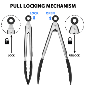 Serving Tongs Kitchen Tongs - Heat Resistant, Premium Stainless Steel Locking Cooking Tongs with Silicone Tips, Non-Slip Food Tongs for Cooking, Heavy Duty, Non-Stick (7 Inch(4 Pack))