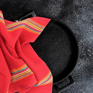 COTTON CRAFT Salsa Stripe Kitchen Towel - Set of 8 Pure Cotton Absorbent Waffle Weave Dish Towel Dish Cloth - Low Lint Reusable Drying Towels - Restaurant Bar Cleaning Kitchen Hand Towel -16x28 Multi