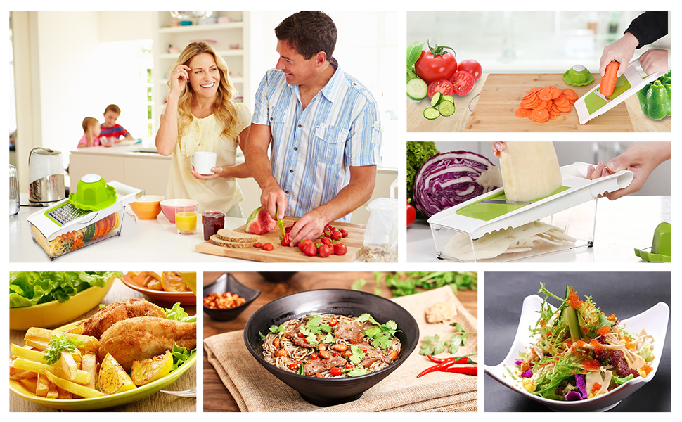 Graters For Kitchen, Cheese Grater with Container, Mandoline Slicer For Kitchen, Vegetable Grater, Carrot Shredder, Julienne Slicer and Peeler, Potato Slicer