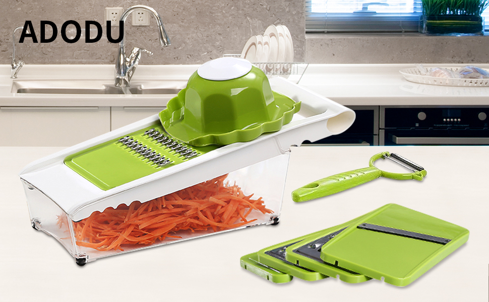 Graters For Kitchen, Cheese Grater with Container, Mandoline Slicer For Kitchen, Vegetable Grater, Carrot Shredder, Julienne Slicer and Peeler, Potato Slicer