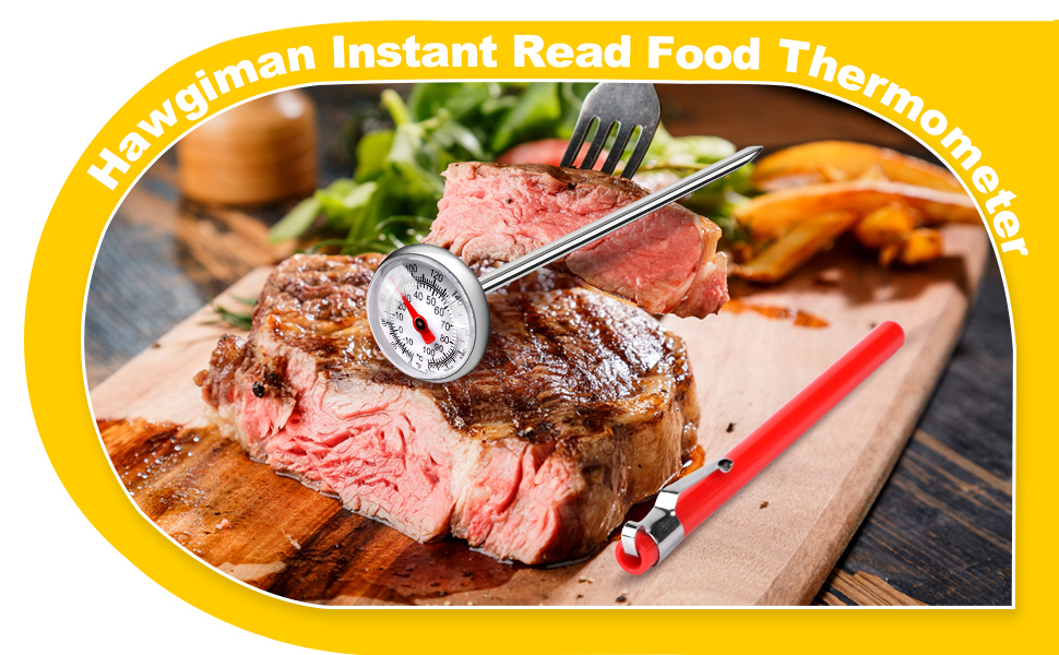 2 PCS Meat Thermometer for Grilling, Food Thermometer for Cooking, Milk, Meat Thermometers for Grilling Cooking, Kitchen Instant Read Thermometer, Pocket Thermometers Food Temperature Probe