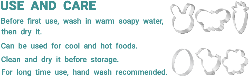 Easter Cookie Cutters 6 PCS, 3'' to 3.5'', Bunny, Egg, Carrot, Chick, Flower, Butterfly