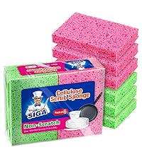 MR.SIGA Dual-Sided Scrub Sponges, Long lasting, Reusable Dishwashing Sponges for Kitchen, 6 Pack