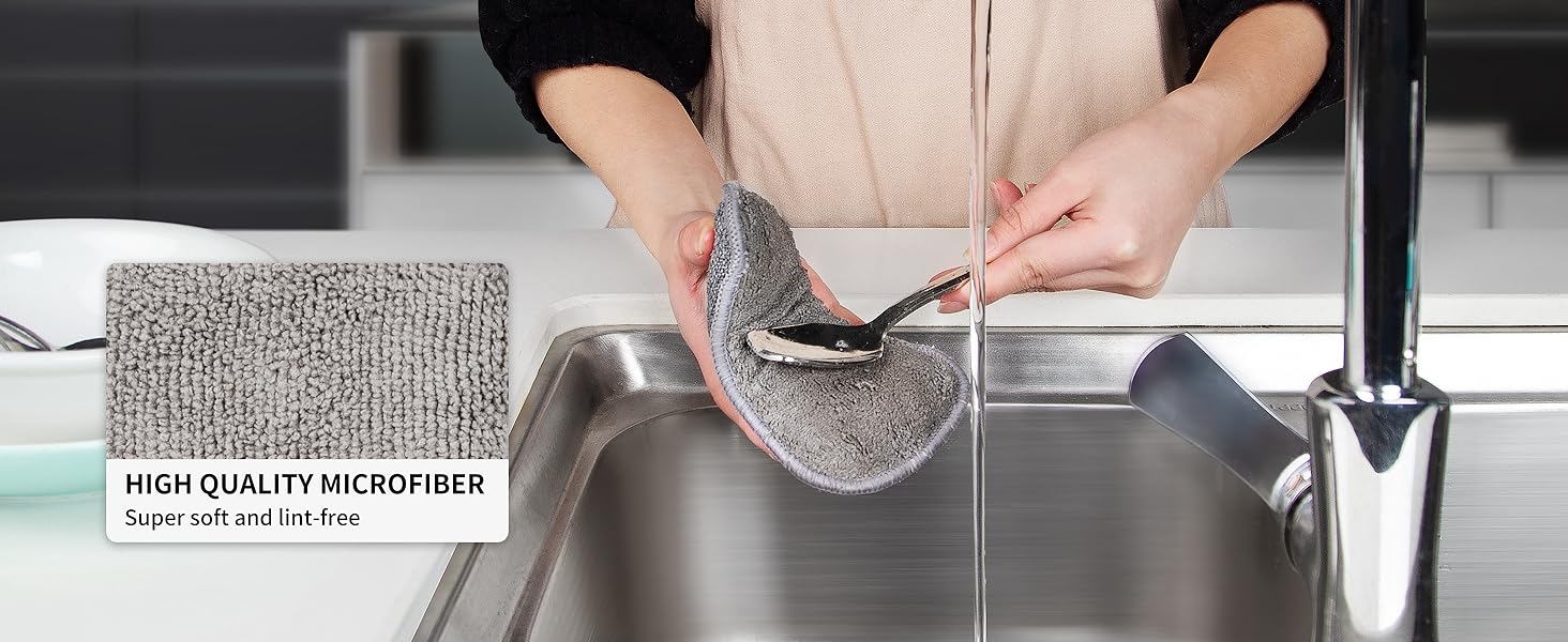 MR.SIGA Dual-Sided Scrub Sponges, Long lasting, Reusable Dishwashing Sponges for Kitchen, 6 Pack