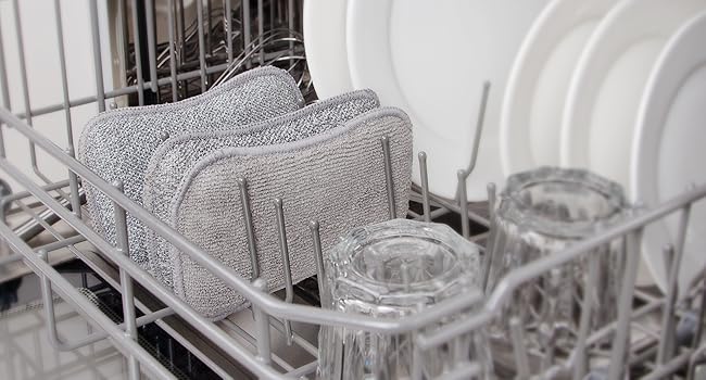 MR.SIGA Dual-Sided Scrub Sponges, Long lasting, Reusable Dishwashing Sponges for Kitchen, 6 Pack