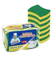 MR.SIGA Dual-Sided Scrub Sponges, Long lasting, Reusable Dishwashing Sponges for Kitchen, 6 Pack
