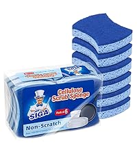 MR.SIGA Dual-Sided Scrub Sponges, Long lasting, Reusable Dishwashing Sponges for Kitchen, 6 Pack