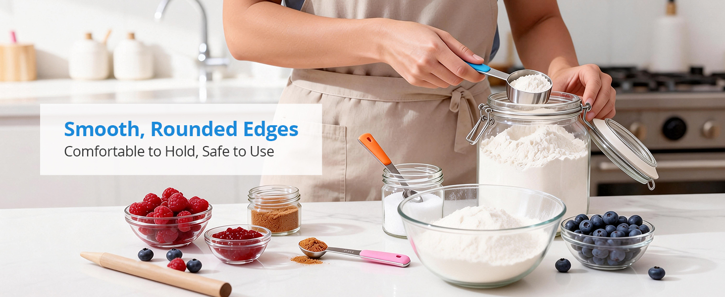 Stainless Steel Measuring Cups Set (8 Cups, Colorful)