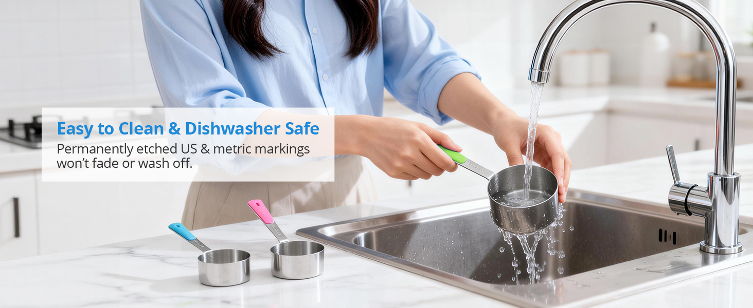 Stainless Steel Measuring Cups Set (8 Cups, Colorful)