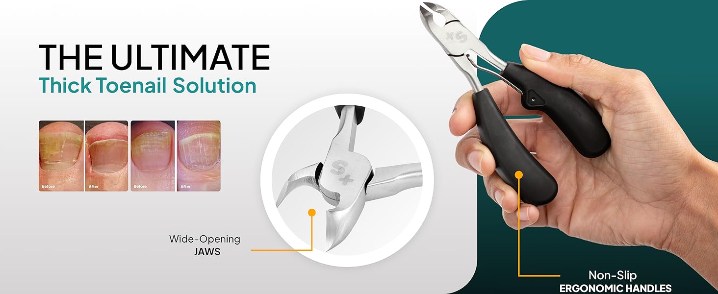 Swissker by Swissklip Heavy Duty Toenail Clippers for Men and Women – Professional Ergonomic Large Toe Nail Cutter & Trimmer for Thick Nails Seniors, Long Handle Toe Nail Clipper