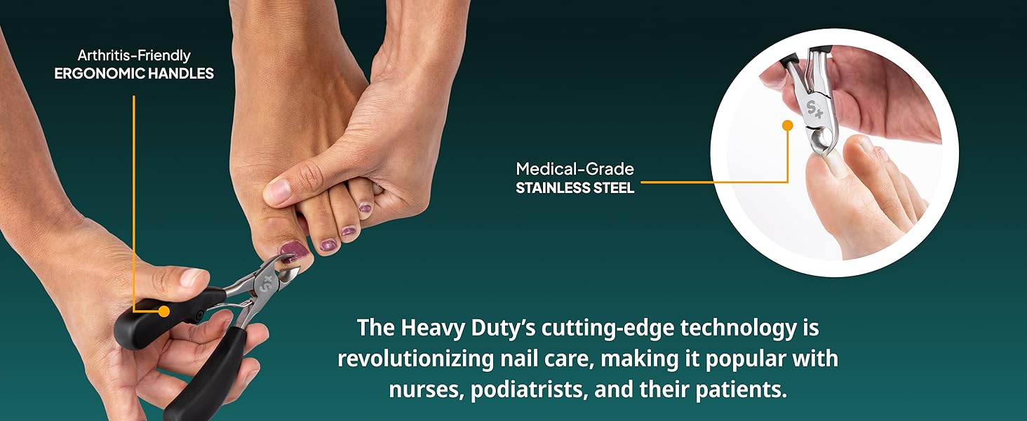 Swissker by Swissklip Heavy Duty Toenail Clippers for Men and Women – Professional Ergonomic Large Toe Nail Cutter & Trimmer for Thick Nails Seniors, Long Handle Toe Nail Clipper