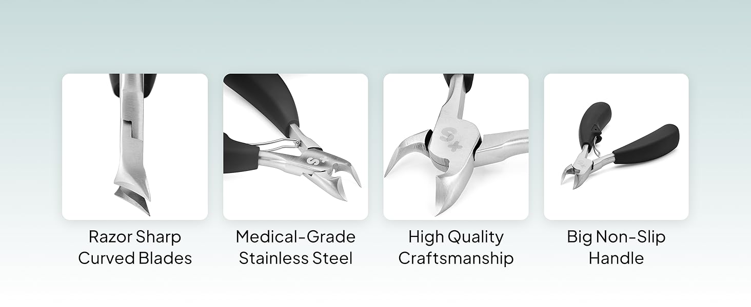 Swissker by Swissklip Heavy Duty Toenail Clippers for Men and Women – Professional Ergonomic Large Toe Nail Cutter & Trimmer for Thick Nails Seniors, Long Handle Toe Nail Clipper