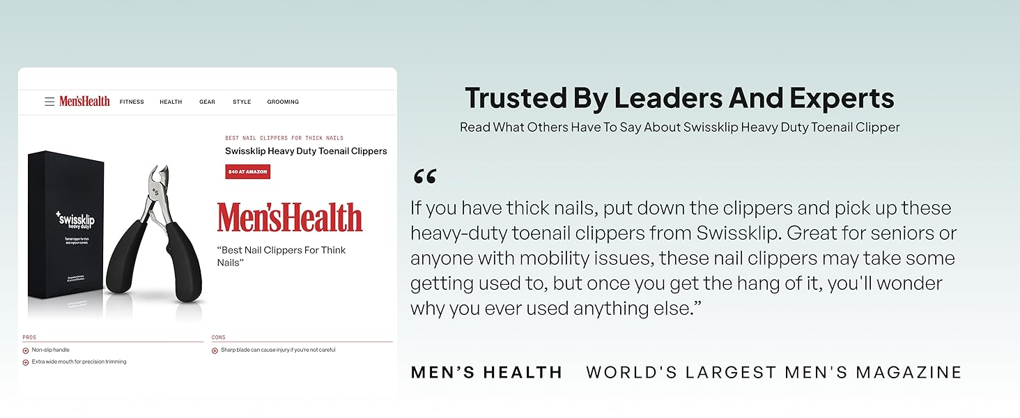 Swissker by Swissklip Heavy Duty Toenail Clippers for Men and Women – Professional Ergonomic Large Toe Nail Cutter & Trimmer for Thick Nails Seniors, Long Handle Toe Nail Clipper