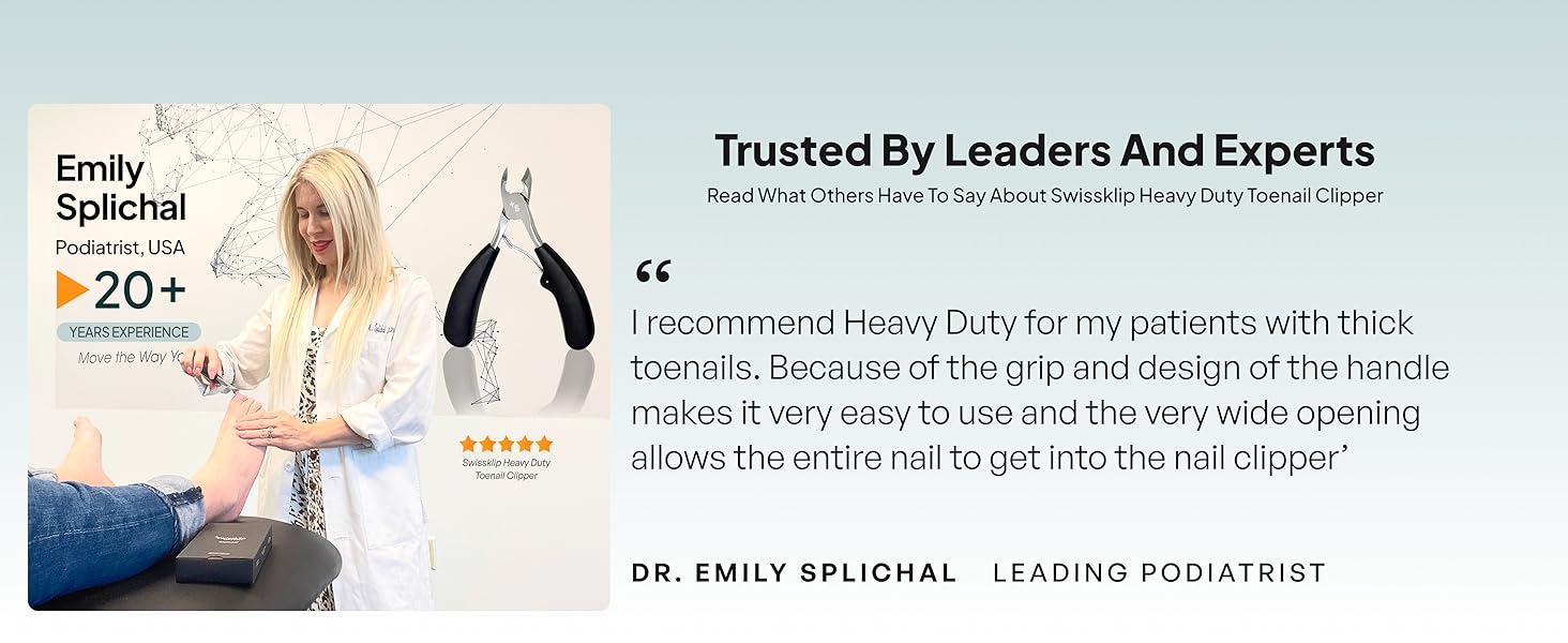 Swissker by Swissklip Heavy Duty Toenail Clippers for Men and Women – Professional Ergonomic Large Toe Nail Cutter & Trimmer for Thick Nails Seniors, Long Handle Toe Nail Clipper