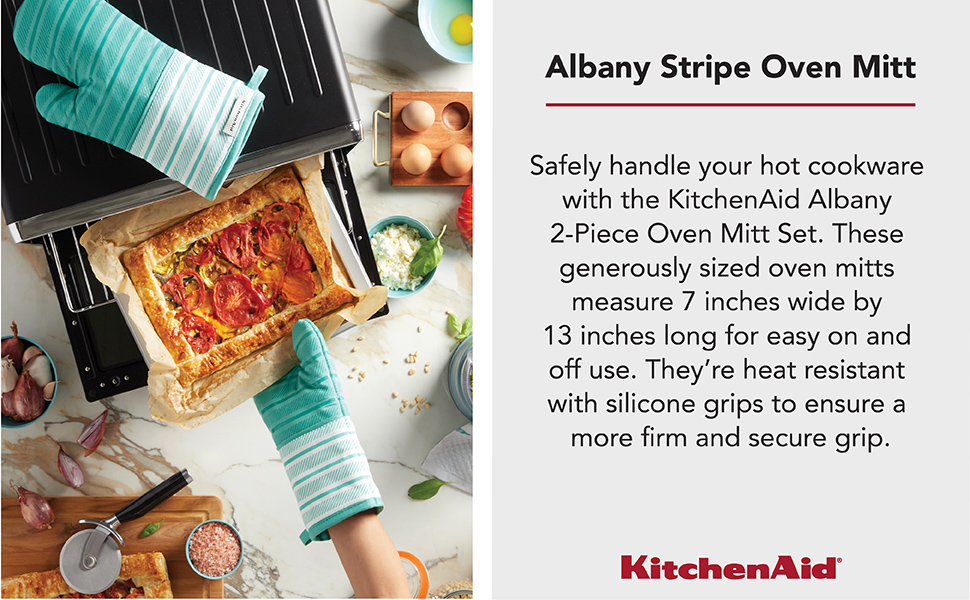 KitchenAid Albany Oven Mitt 2-Pack Set, Matte Grey, 7