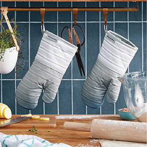 KitchenAid Albany Oven Mitt 2-Pack Set, Matte Grey, 7