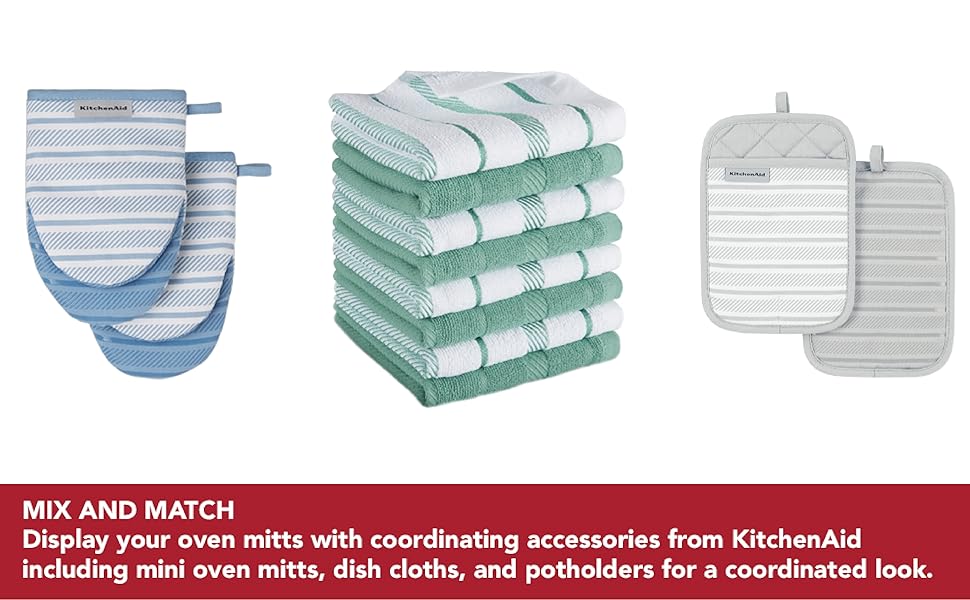 KitchenAid Albany Oven Mitt 2-Pack Set, Matte Grey, 7