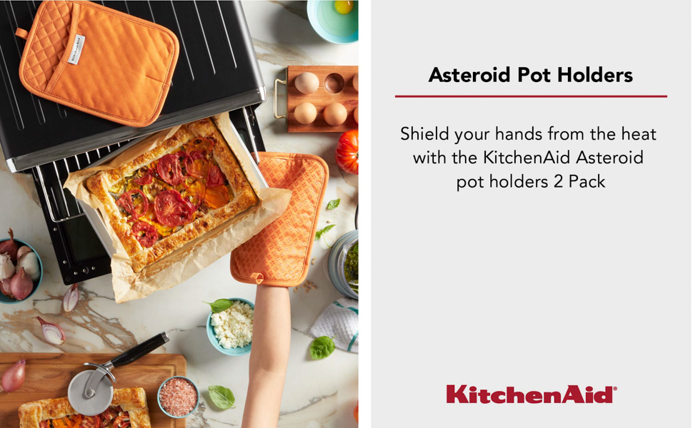 KitchenAid Asteroid Pot Holder 2-Pack Set, Honey, 7