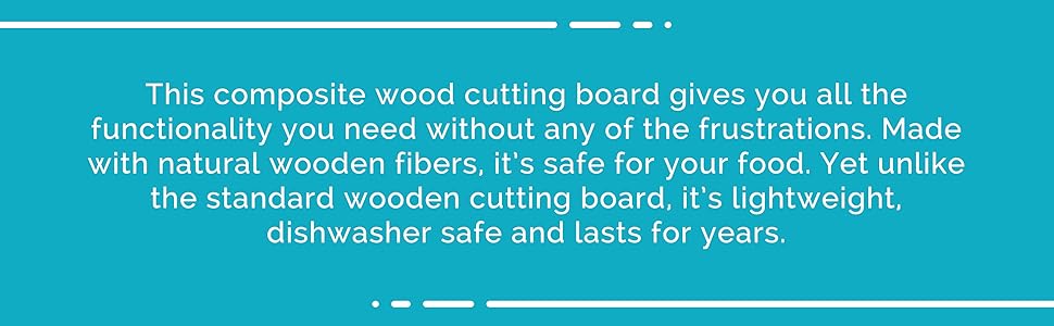 Dishwasher Safe Cutting Board for Kitchen - Large Composite Wood Chopping Board, Thin & Lightweight, Heat Resistant, BPA-Free and Eco-Friendly Cutting Board for Meal Prep, 14.5 x 11.25 Inch (Natural)