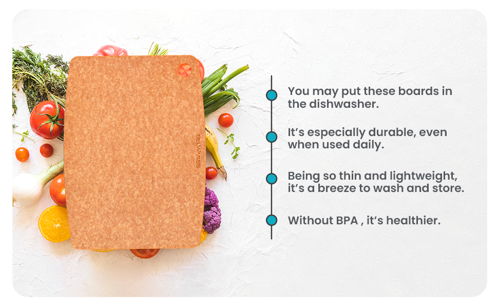 Dishwasher Safe Cutting Board for Kitchen - Large Composite Wood Chopping Board, Thin & Lightweight, Heat Resistant, BPA-Free and Eco-Friendly Cutting Board for Meal Prep, 14.5 x 11.25 Inch (Natural)