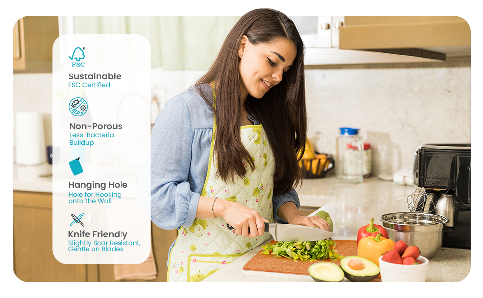 Dishwasher Safe Cutting Board for Kitchen - Large Composite Wood Chopping Board, Thin & Lightweight, Heat Resistant, BPA-Free and Eco-Friendly Cutting Board for Meal Prep, 14.5 x 11.25 Inch (Natural)