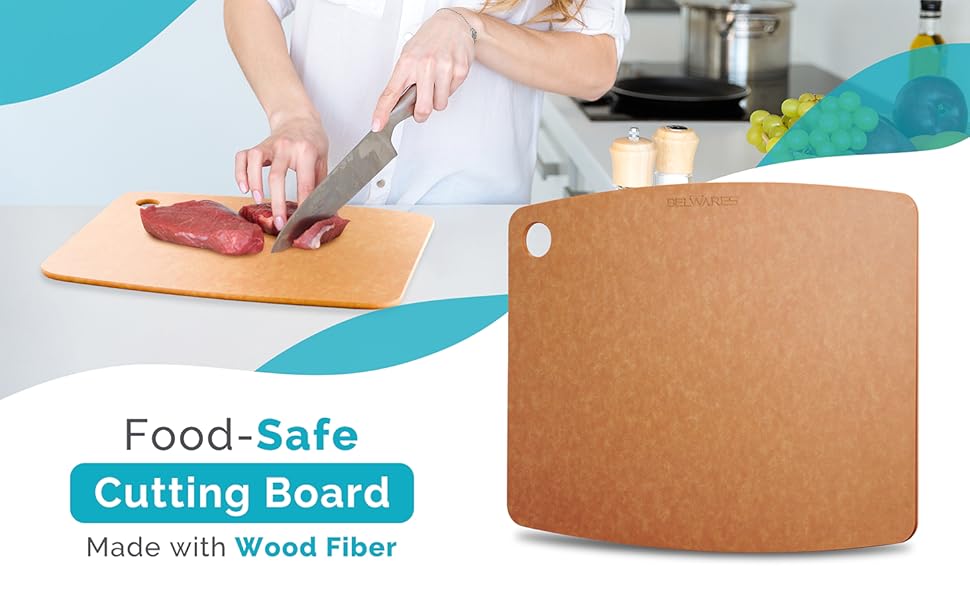 Dishwasher Safe Cutting Board for Kitchen - Large Composite Wood Chopping Board, Thin & Lightweight, Heat Resistant, BPA-Free and Eco-Friendly Cutting Board for Meal Prep, 14.5 x 11.25 Inch (Natural)