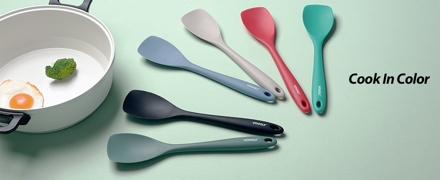 Upgrade Silicone Spatula Spoon Set,VOVOLY Heat Resistant Rubber Spoonula, Seamless Non-Stick Flexible Scrapers for Baking Mixing Tool,3 Pack,