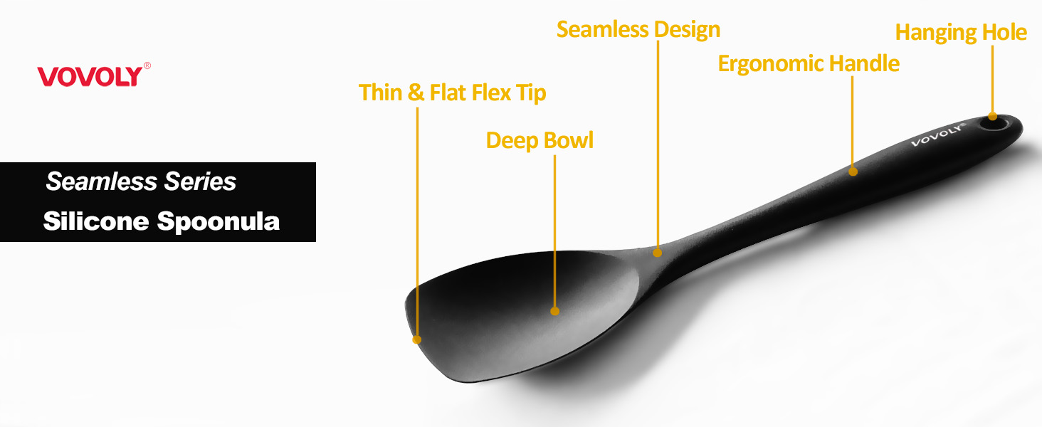 Upgrade Silicone Spatula Spoon Set,VOVOLY Heat Resistant Rubber Spoonula, Seamless Non-Stick Flexible Scrapers for Baking Mixing Tool,3 Pack,