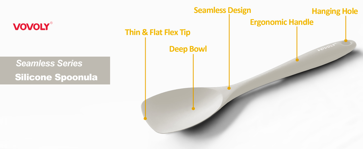 Upgrade Silicone Spatula Spoon Set,VOVOLY Heat Resistant Rubber Spoonula, Seamless Non-Stick Flexible Scrapers for Baking Mixing Tool,3 Pack,