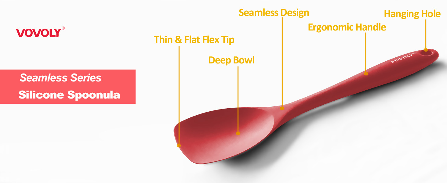 Upgrade Silicone Spatula Spoon Set,VOVOLY Heat Resistant Rubber Spoonula, Seamless Non-Stick Flexible Scrapers for Baking Mixing Tool,3 Pack,