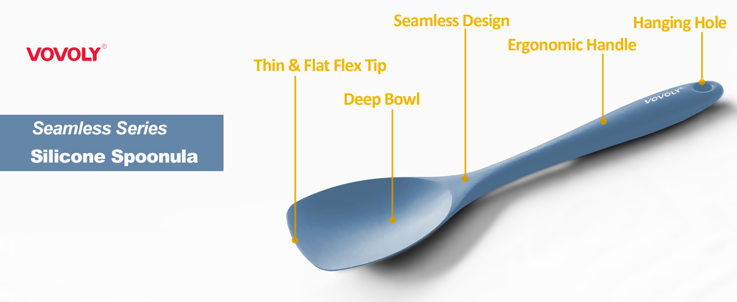 Upgrade Silicone Spatula Spoon Set,VOVOLY Heat Resistant Rubber Spoonula, Seamless Non-Stick Flexible Scrapers for Baking Mixing Tool,3 Pack,