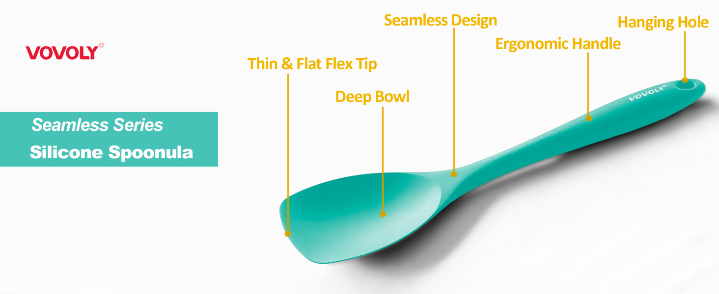 Upgrade Silicone Spatula Spoon Set,VOVOLY Heat Resistant Rubber Spoonula, Seamless Non-Stick Flexible Scrapers for Baking Mixing Tool,3 Pack,
