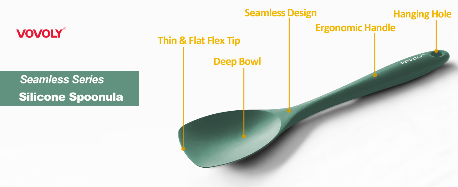 Upgrade Silicone Spatula Spoon Set,VOVOLY Heat Resistant Rubber Spoonula, Seamless Non-Stick Flexible Scrapers for Baking Mixing Tool,3 Pack,