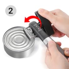 Beneno Can Opener, Manual Side Safe Cut Can Opener Smooth Edge with Durable Sharp Blade, Effort-Saving Knob & Comfortable Non-slip Handle, Brown