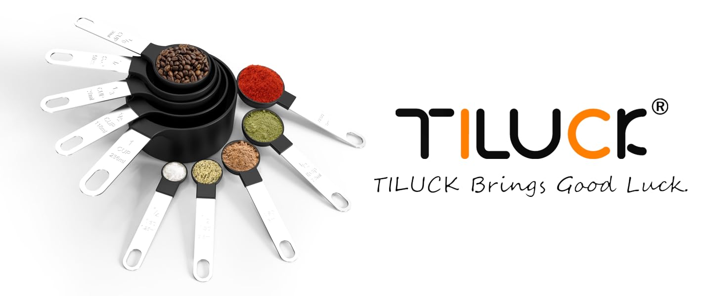 TILUCK Measuring Cups & Spoons Set, Stackable Cups and Spoons, Nesting Measure Cups with Stainless Steel Handle, Kitchen Gadgets for Cooking & Baking (Blue)