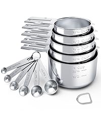 TILUCK Measuring Cups & Spoons Set, Stackable Cups and Spoons, Nesting Measure Cups with Stainless Steel Handle, Kitchen Gadgets for Cooking & Baking (Blue)